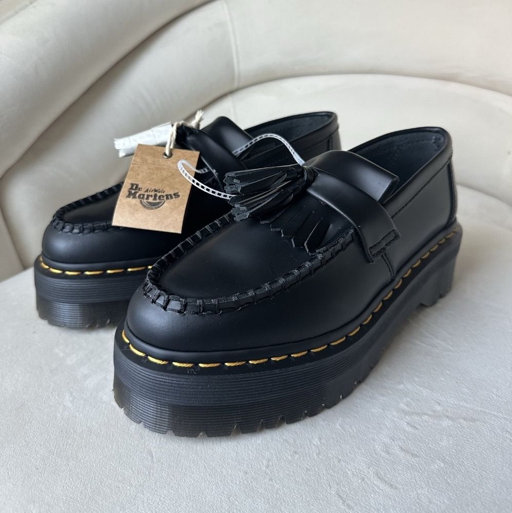 Dr. Martens Black Platform Loafers with Tassels